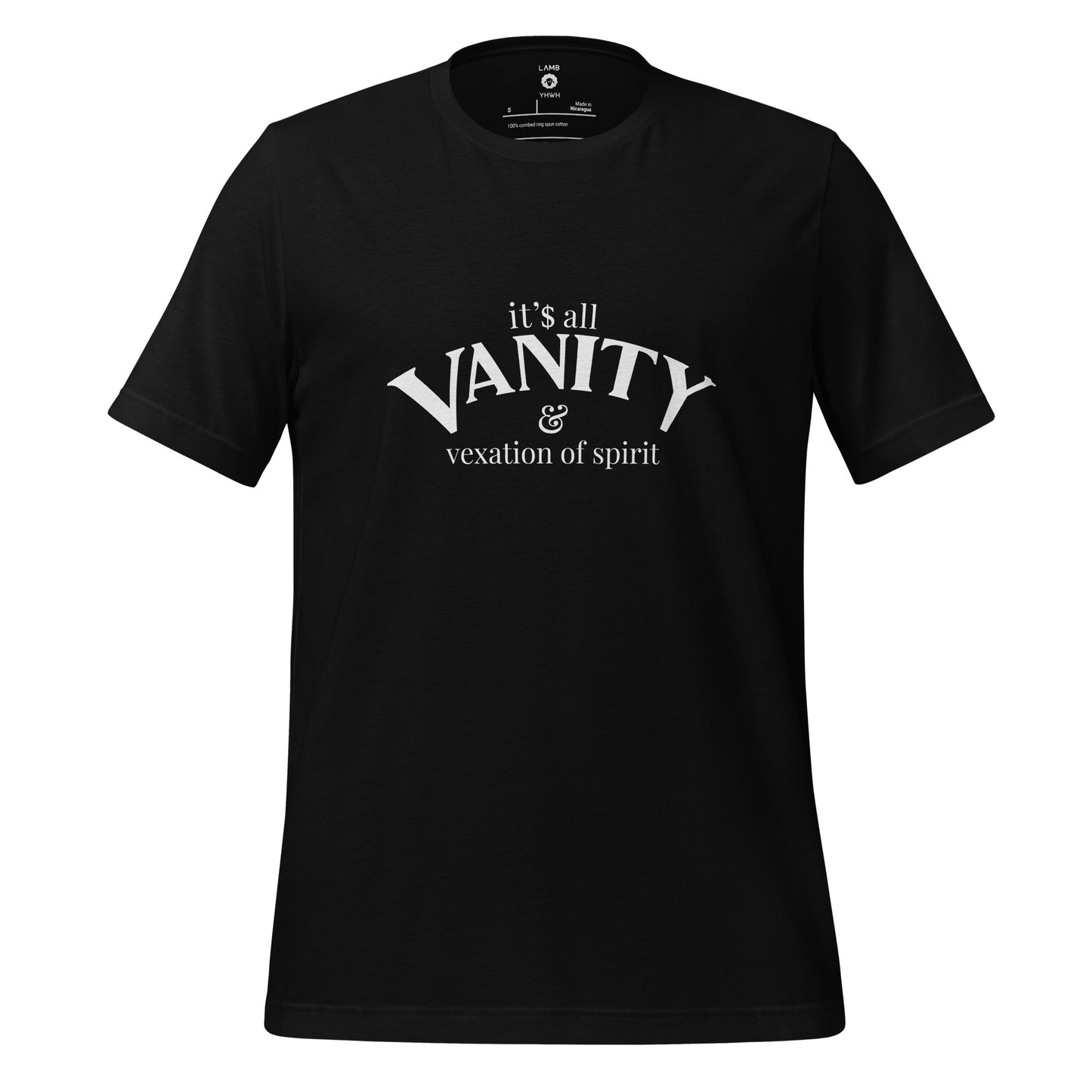 Lamb of YHWH 'Vanity' T-Shirt - Ecclesiastes 1:14 Christian Clothing